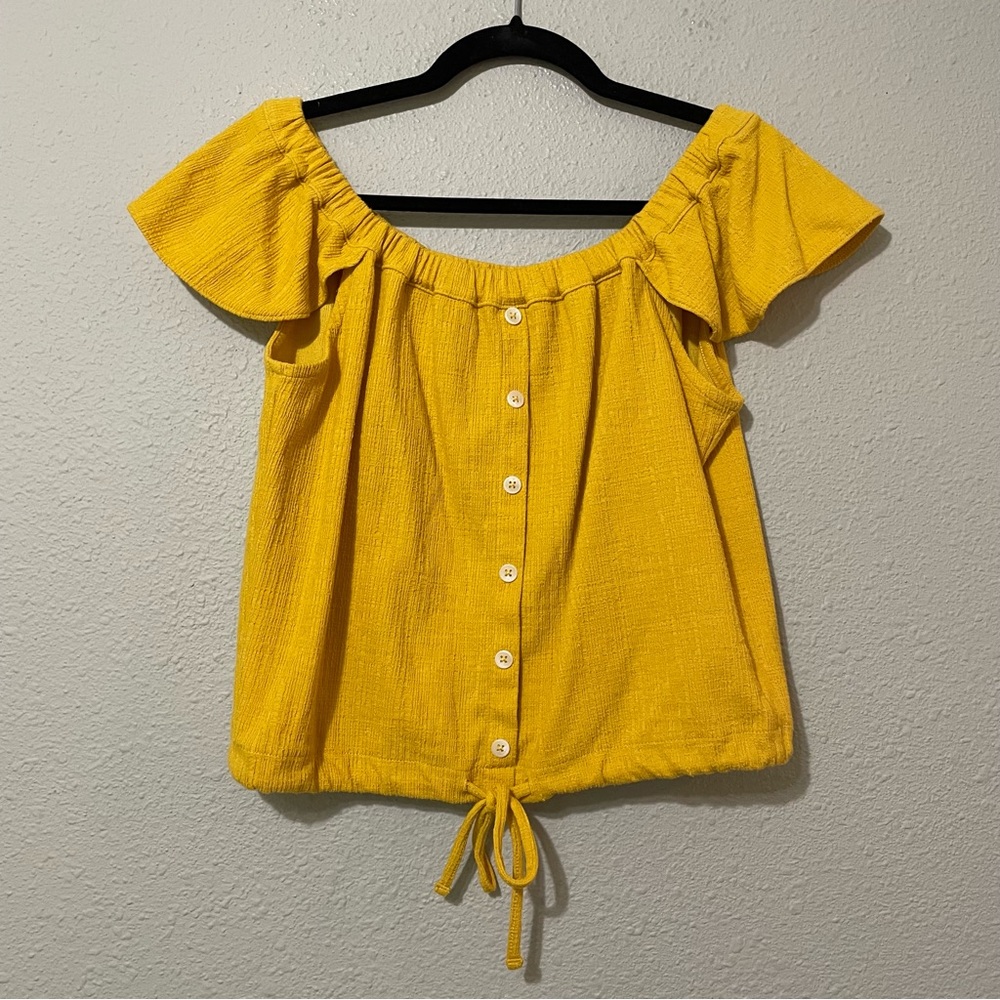 Madewell Texture & Thread Yellow Flutter Sleeve B… - image 1